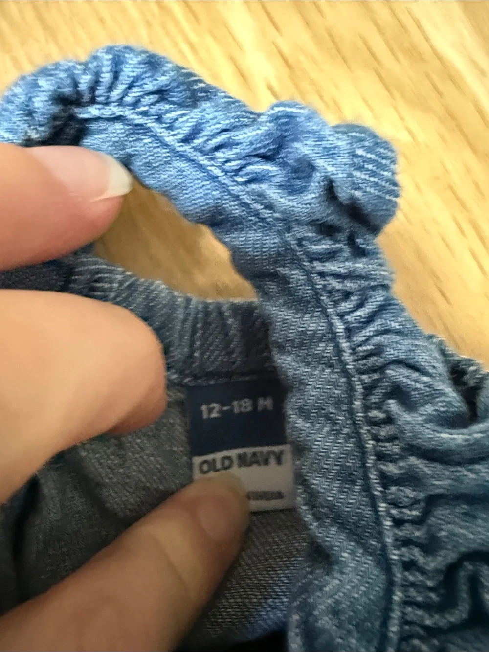 Old Navy Blue Denim Ruffle Tank Top with Pink Floral Bloomers